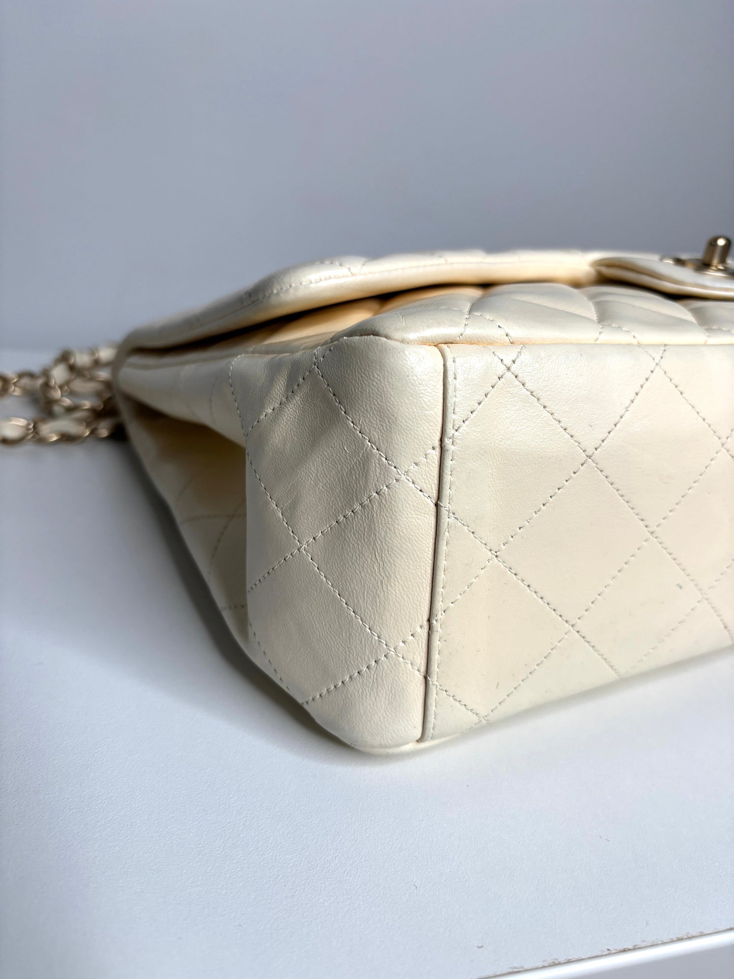 Chanel Classic Maxi Cream Calfskin Shoulder Flap Bag - Preloved