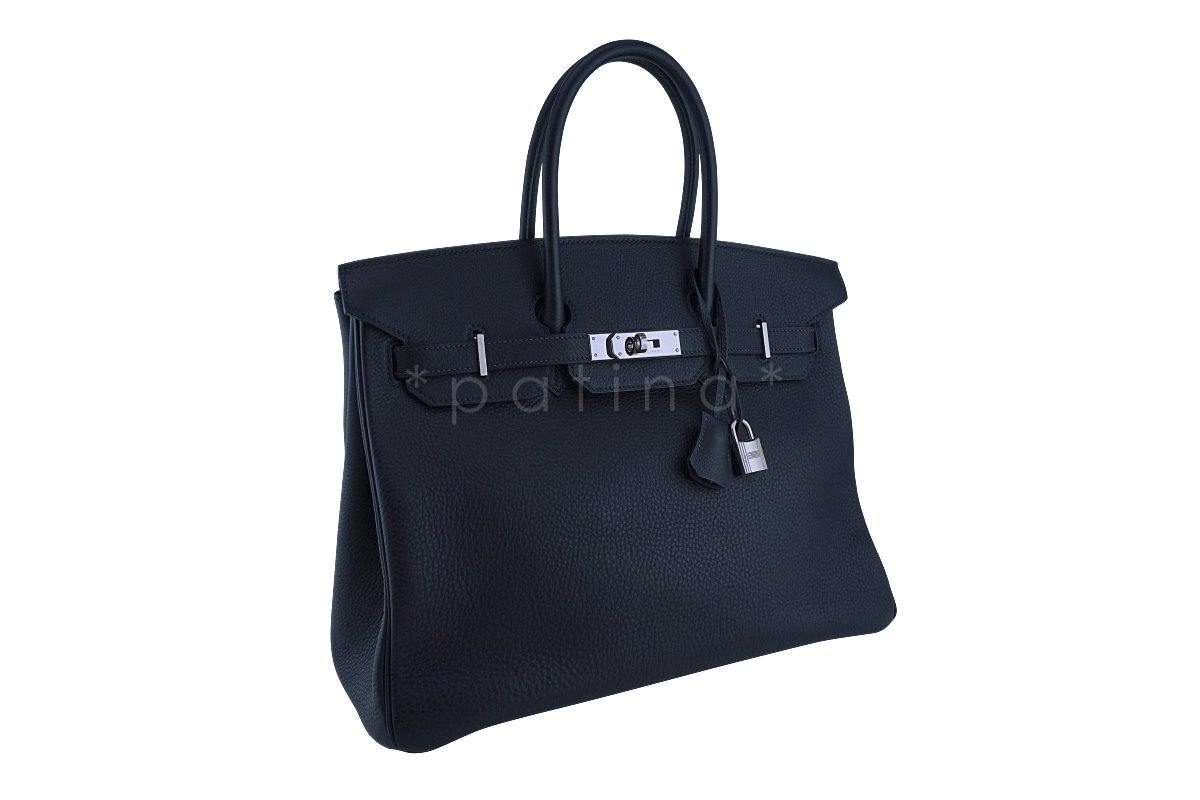 Hermes Indigo Togo Blue-Black 35cm Birkin Bag PHW