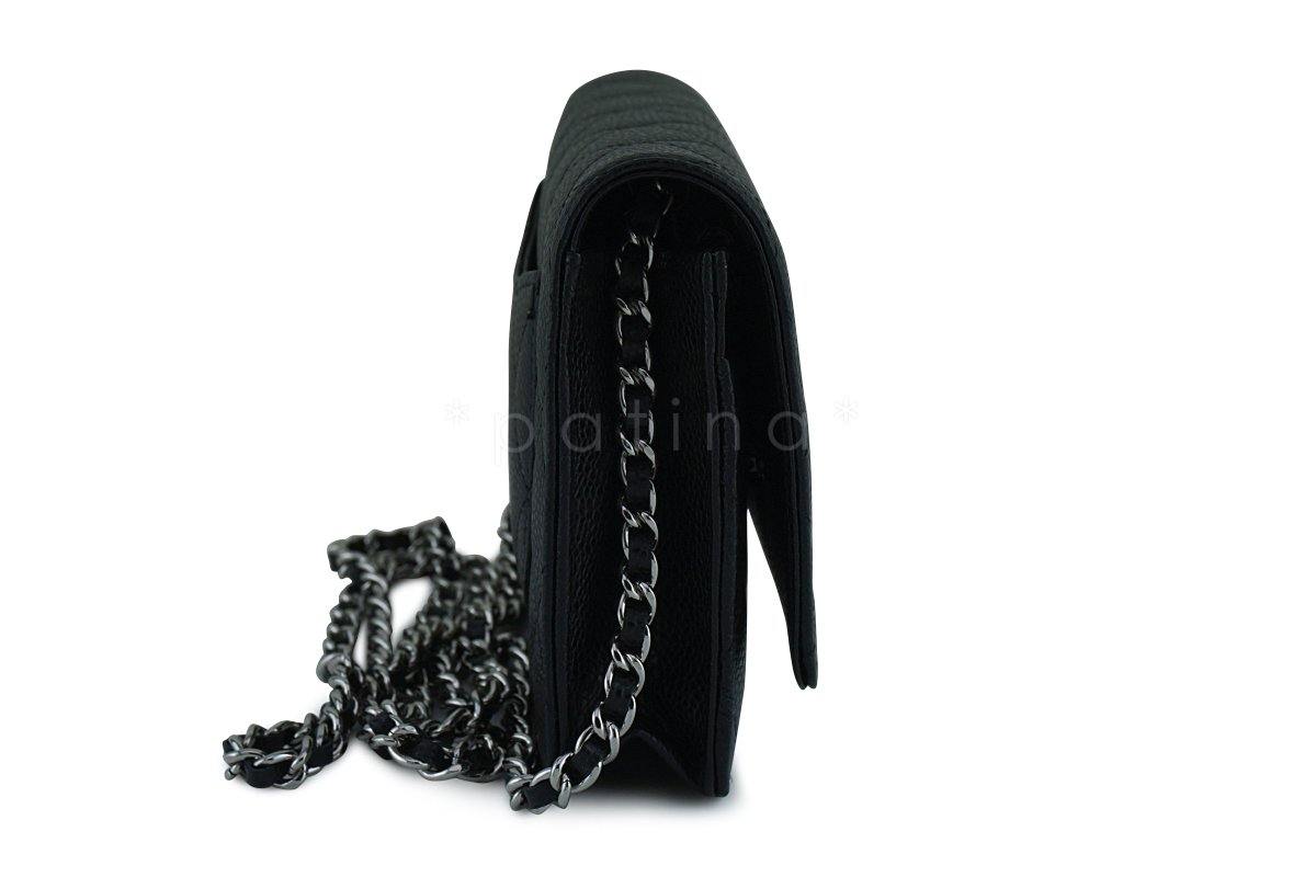 Chanel Black Caviar Classic Quilted WOC Wallet on Chain Flap Bag SHW