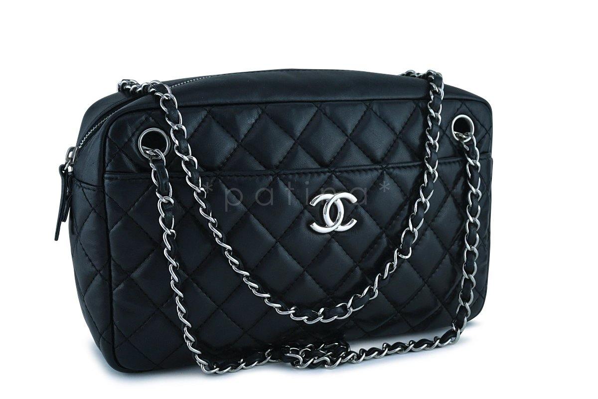 Chanel Black Classic Quilted Camera Case SHW Bag