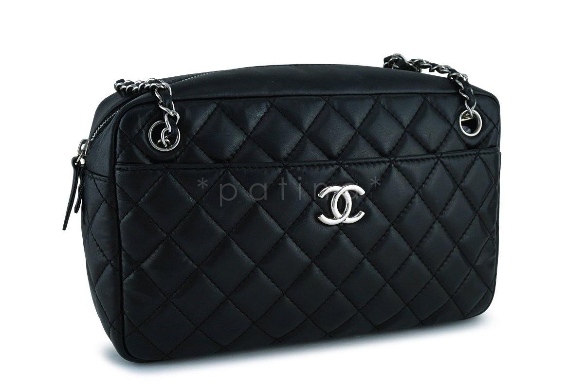 Chanel Black Classic Quilted Camera Case SHW Bag