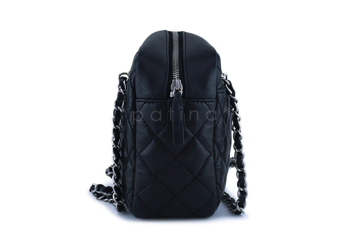 Chanel Black Classic Quilted Camera Case SHW Bag