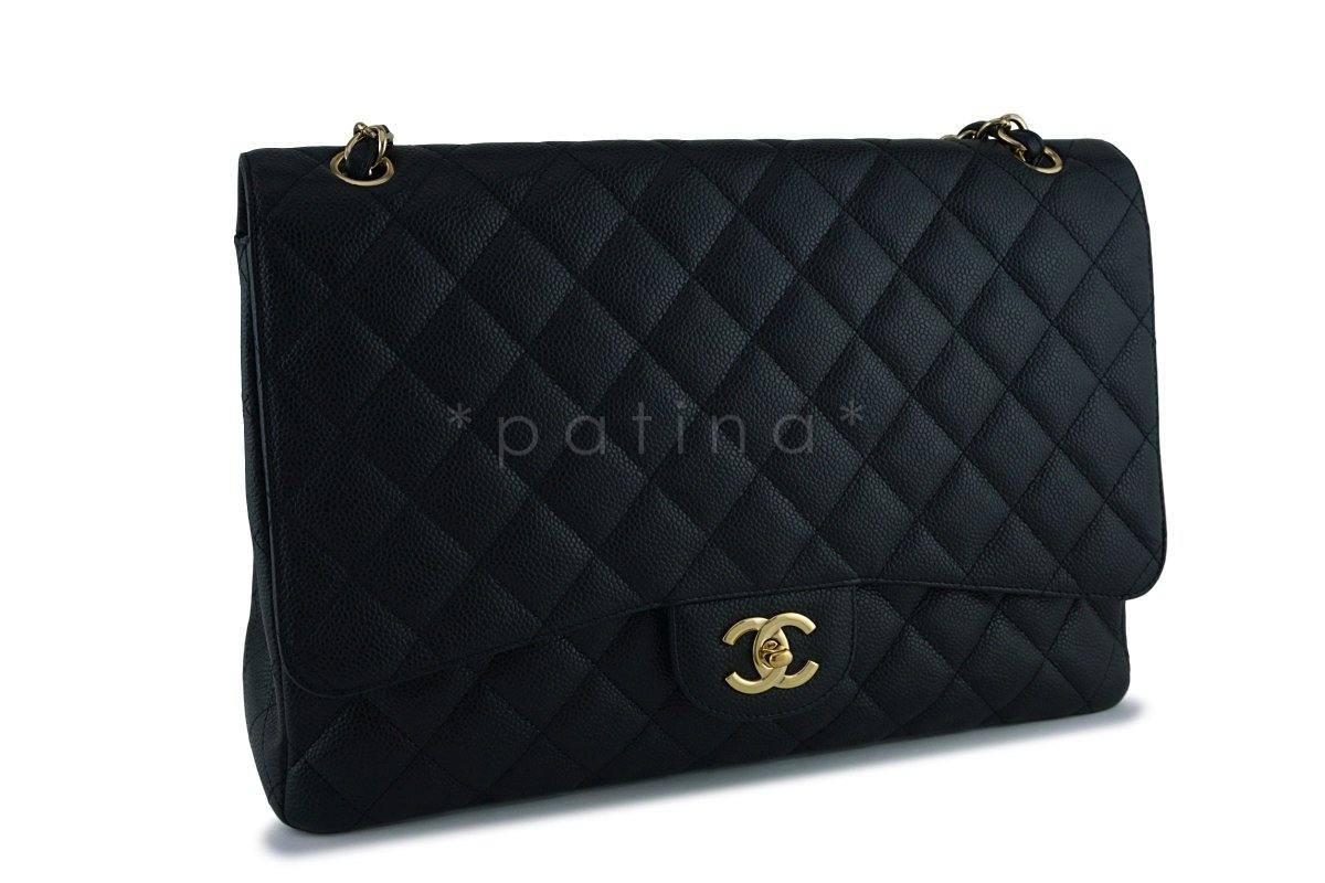 Chanel Black Caviar Maxi Quilted Classic 2.55 Jumbo XL Flap Bag GHW