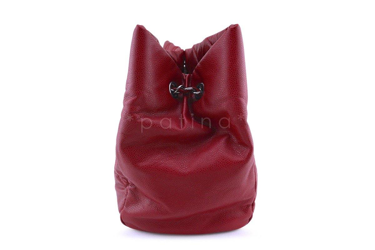 Chanel Red Soft Caviar Cells Quilted Shopper Tote Bag
