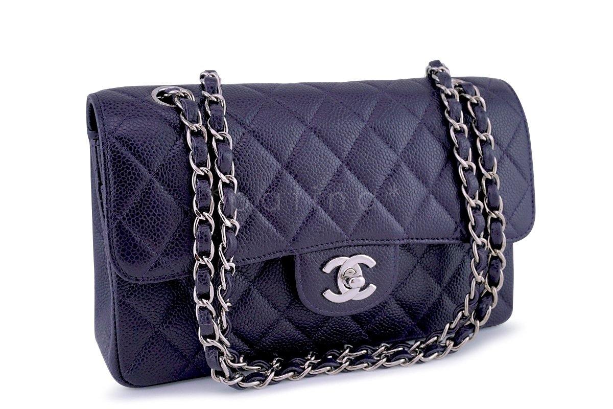 Chanel Raisin Purple Caviar Small Classic 2.55 Double Flap Bag SHW