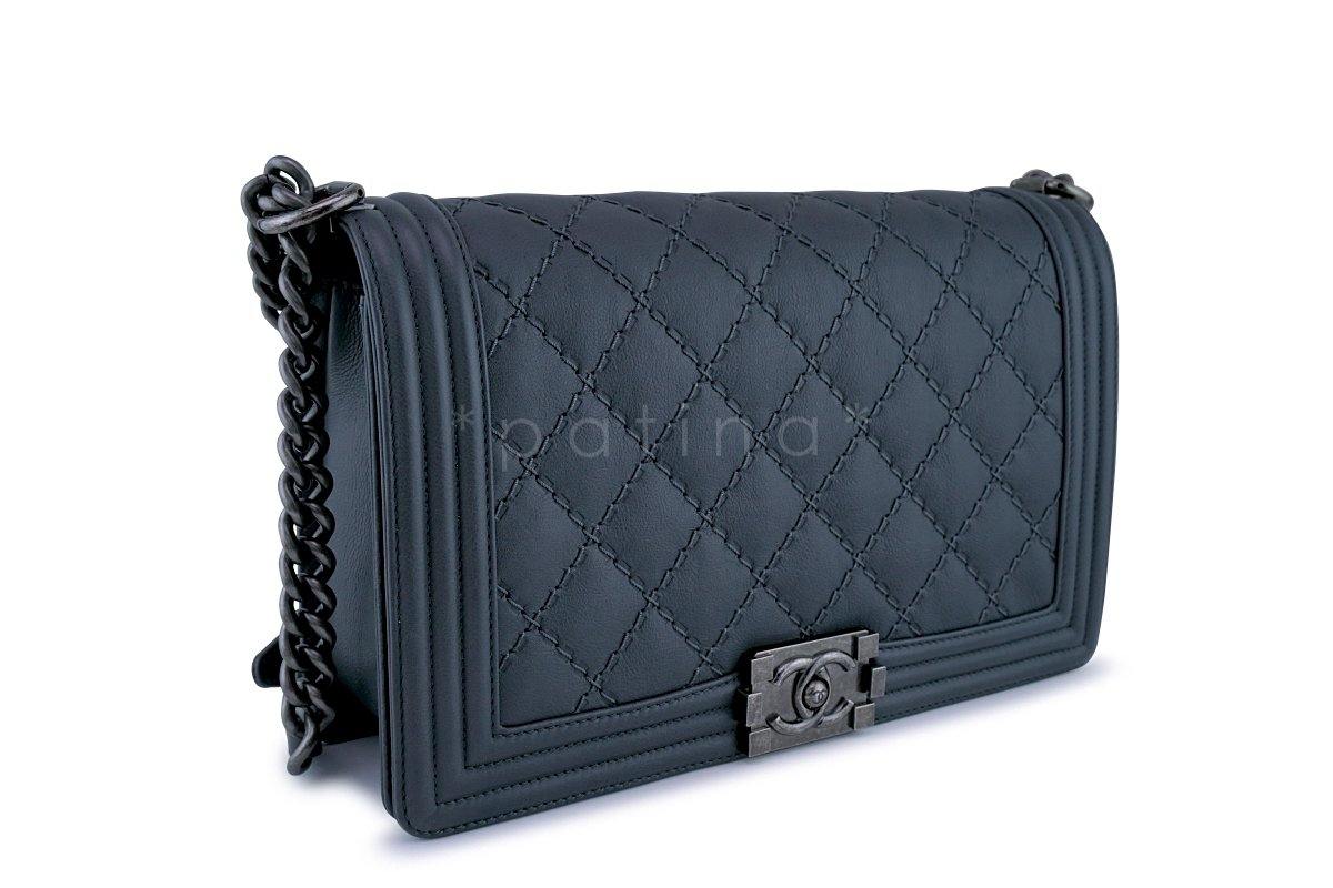 Chanel Gray Boy Classic Flap, Medium Calfskin Bag