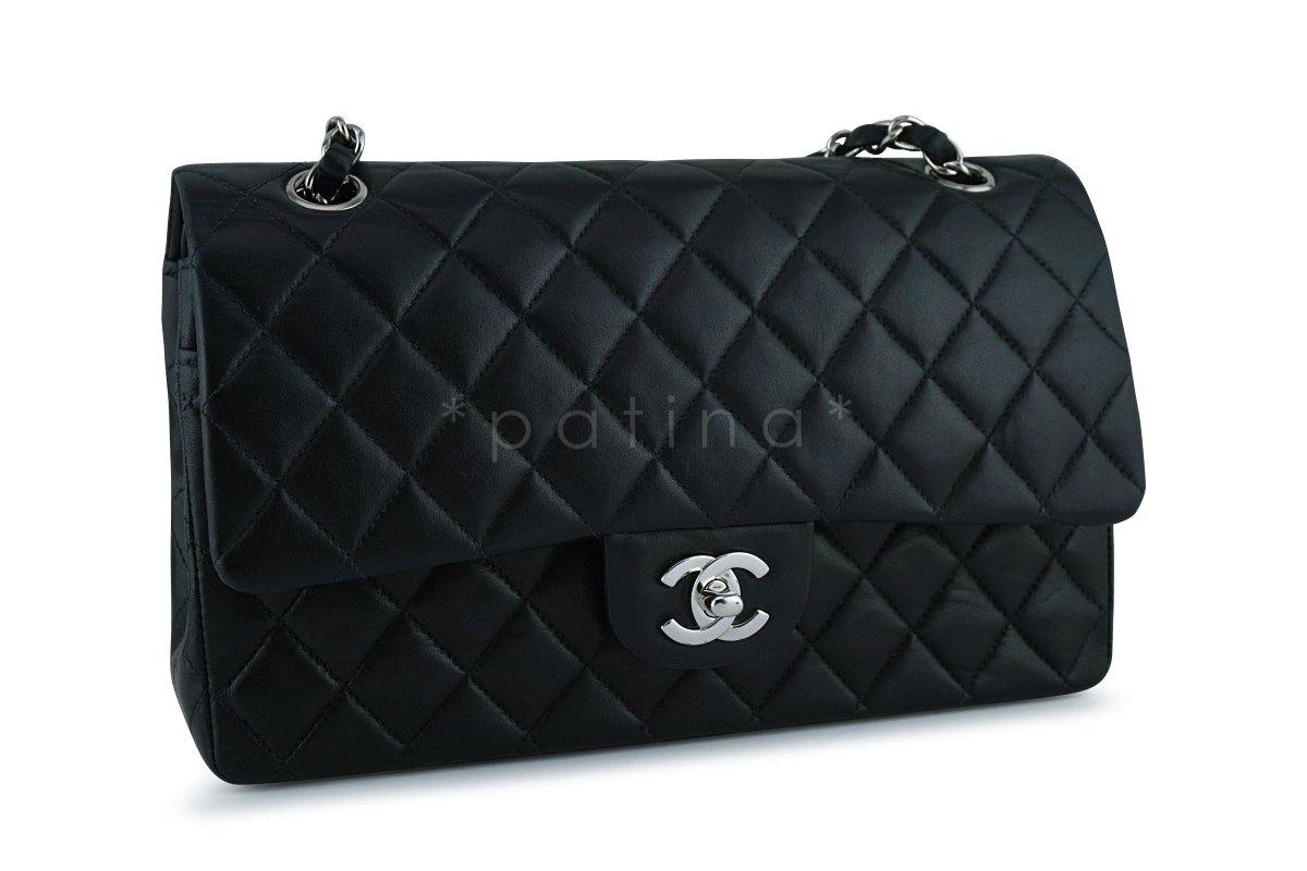 Chanel Black Lambskin Medium Classic 2.55 Double Flap Bag SHW
