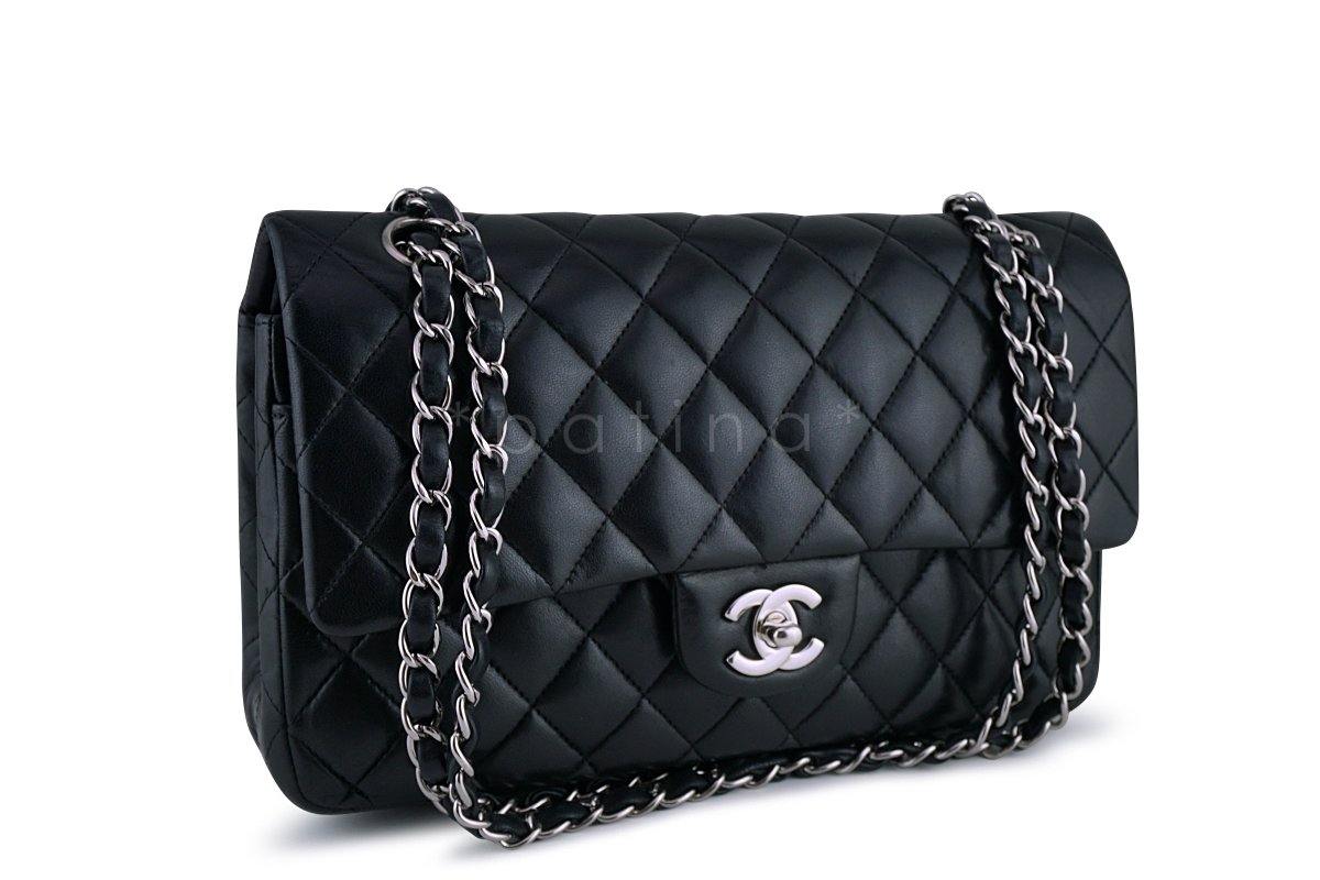 Chanel Black Lambskin Medium Classic 2.55 Double Flap Bag SHW