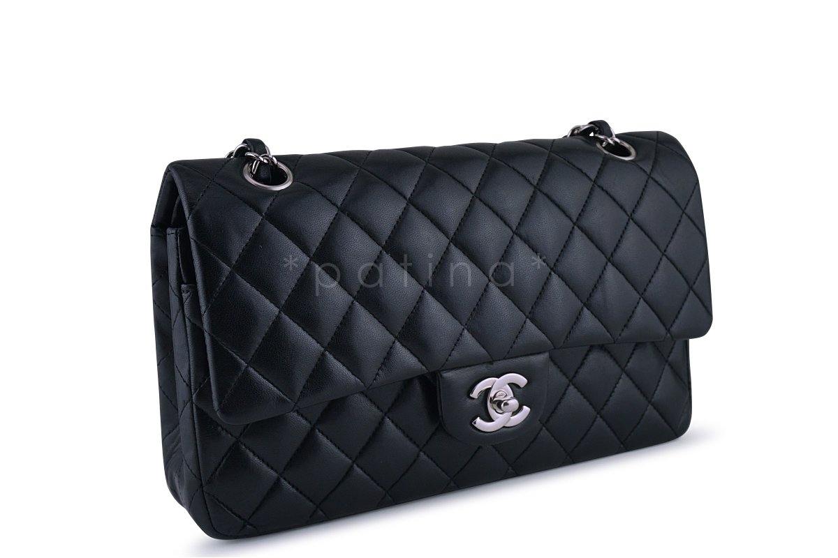 Chanel Black Lambskin Medium Classic 2.55 Double Flap Bag SHW