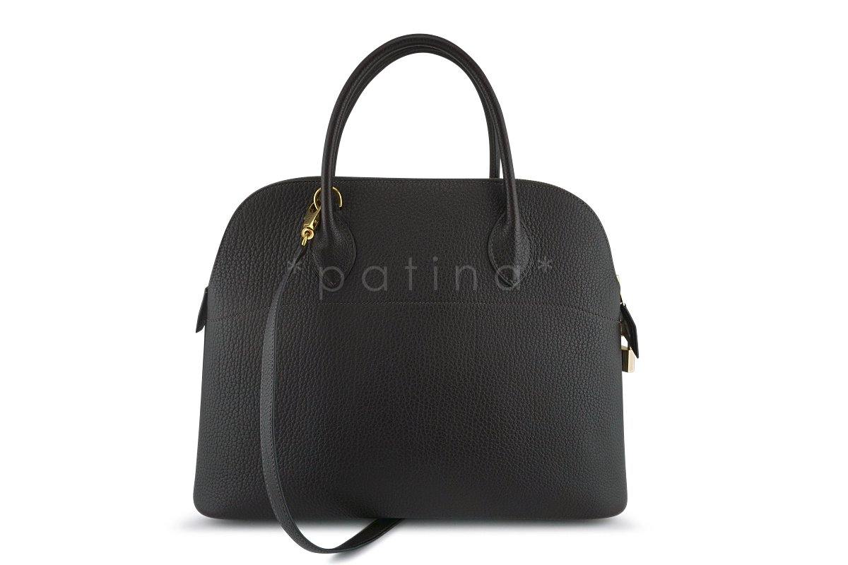 Hermes Ebene Fjord Dk Brown 35/37cm Bolide Shoulder Tote Bag