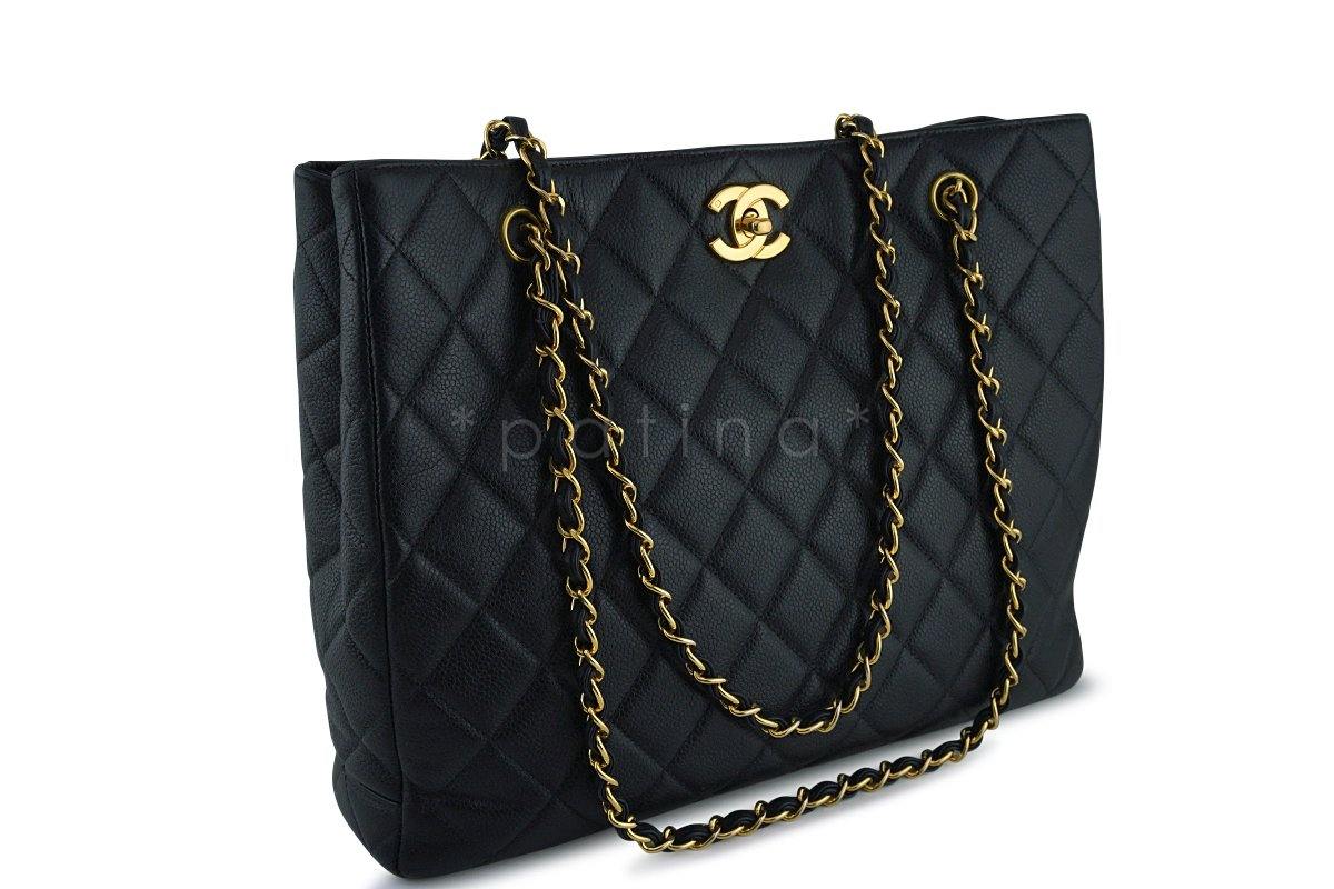 Chanel Black Caviar Classic Quilted Shopper Tote Bag 24kgp