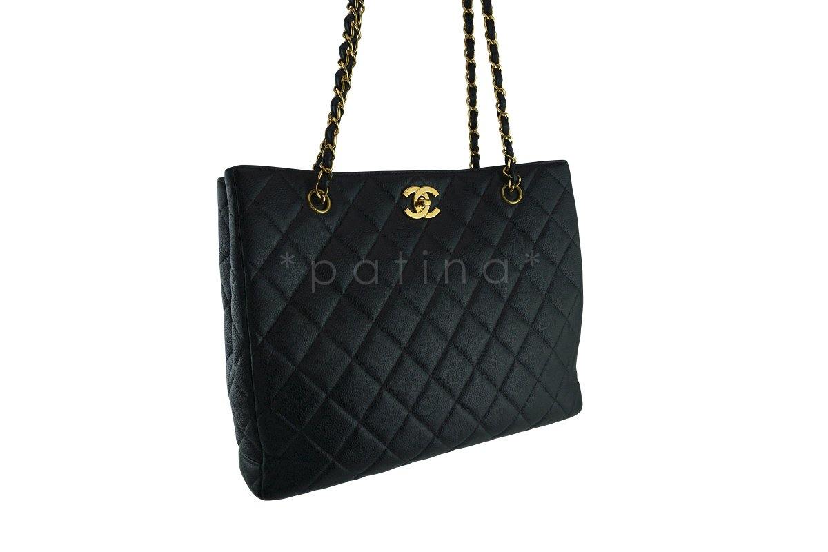 Chanel Black Caviar Classic Quilted Shopper Tote Bag 24kgp