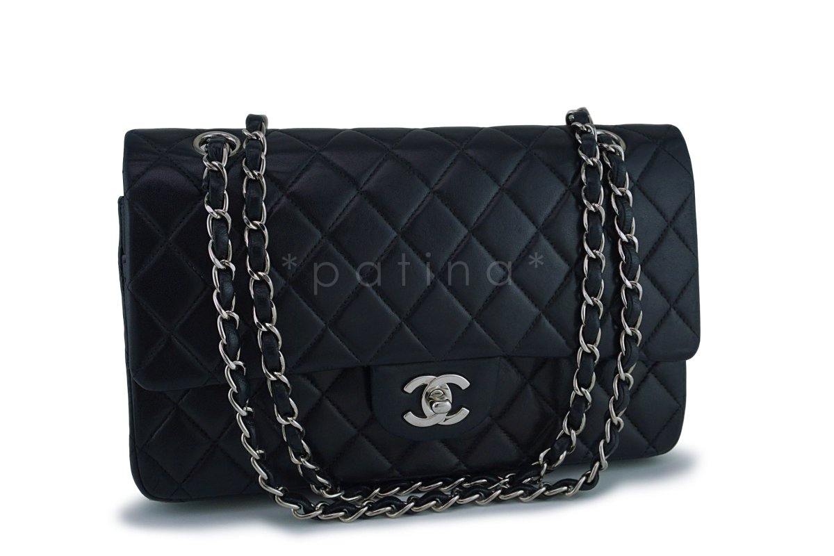 Chanel Black Lambskin Medium Classic 2.55 Double Flap Bag SHW