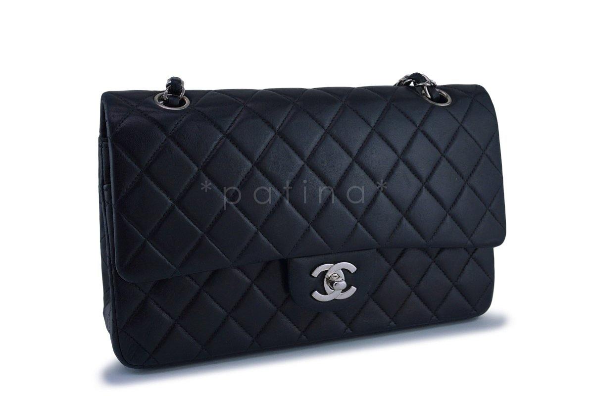 Chanel Black Lambskin Medium Classic 2.55 Double Flap Bag SHW