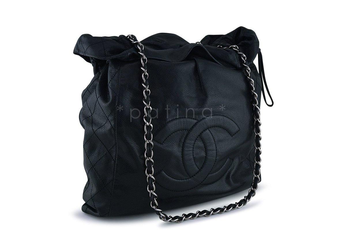 Chanel Black Soft Caviar Large Logo Tote Bag SHW