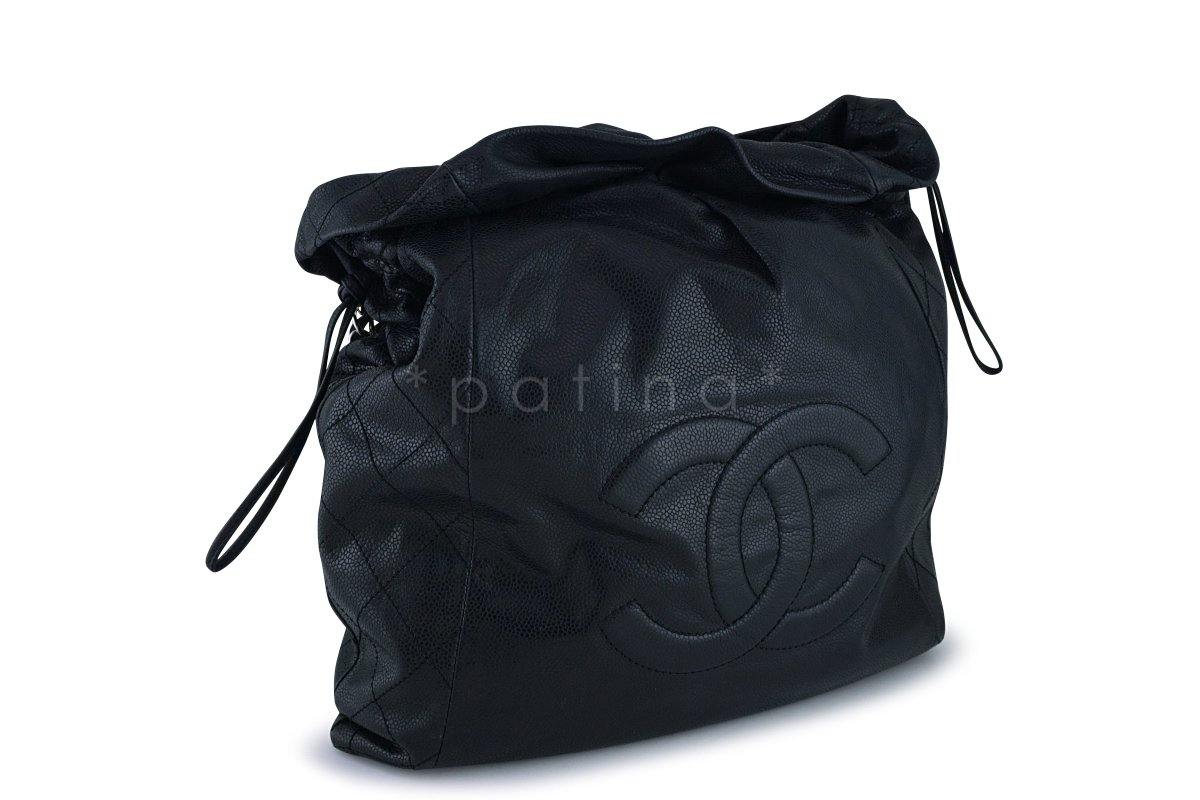 Chanel Black Soft Caviar Large Logo Tote Bag SHW