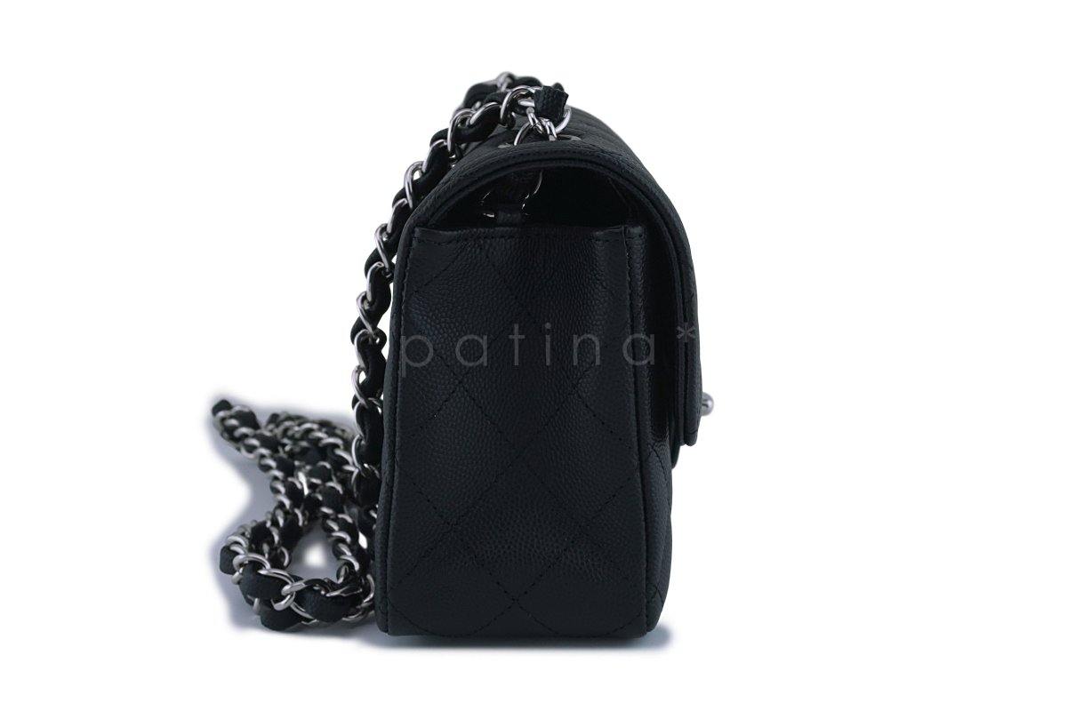 NWT 18C Chanel Black Classic Quilted Rectangular Mini Flap Bag SHW