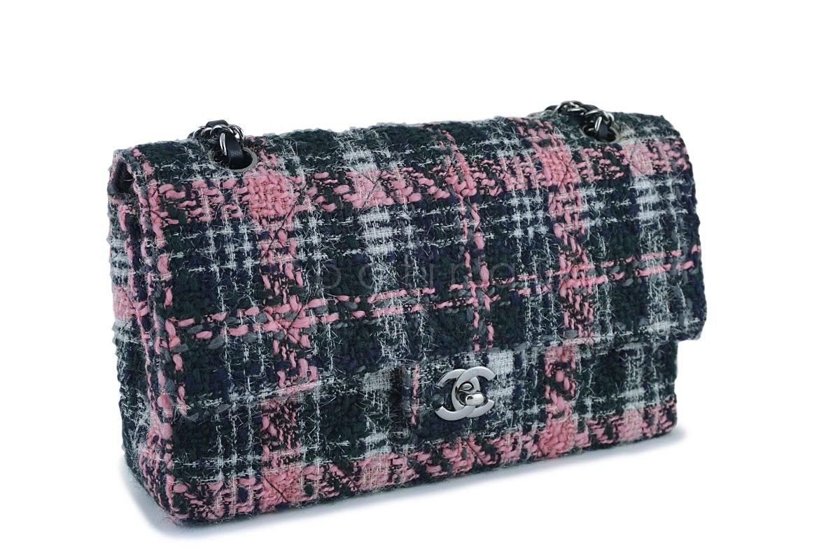 Chanel Gray Pink Tweed Medium Classic 2.55 Double Flap Bag