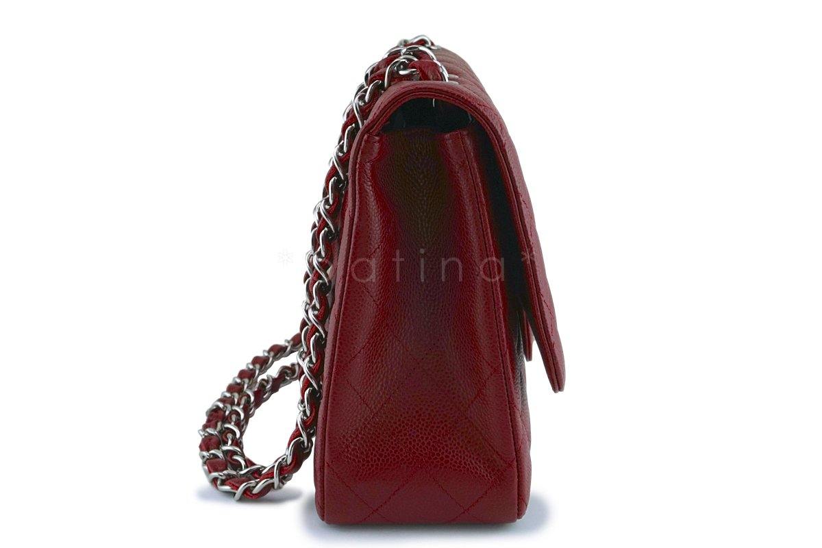Chanel Red Caviar Jumbo 2.55 Classic Flap Bag SHW