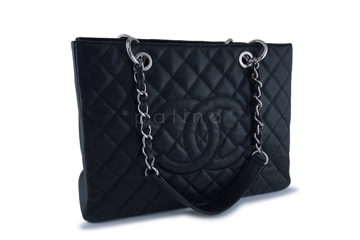 Chanel Black Caviar Classic Grand Shopper Tote GST Shopping Bag SHW