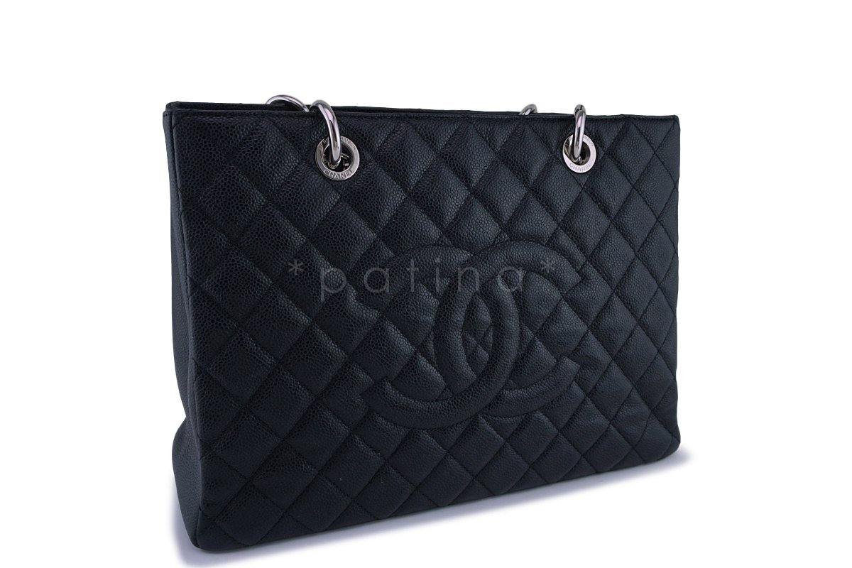 Chanel Black Caviar Classic Grand Shopper Tote GST Shopping Bag SHW