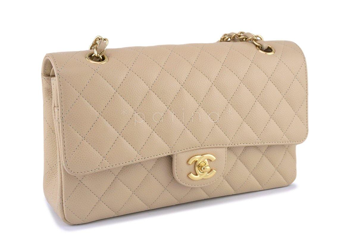 Chanel Beige Clair Caviar Medium Classic 2.55 Double Flap Bag GHW