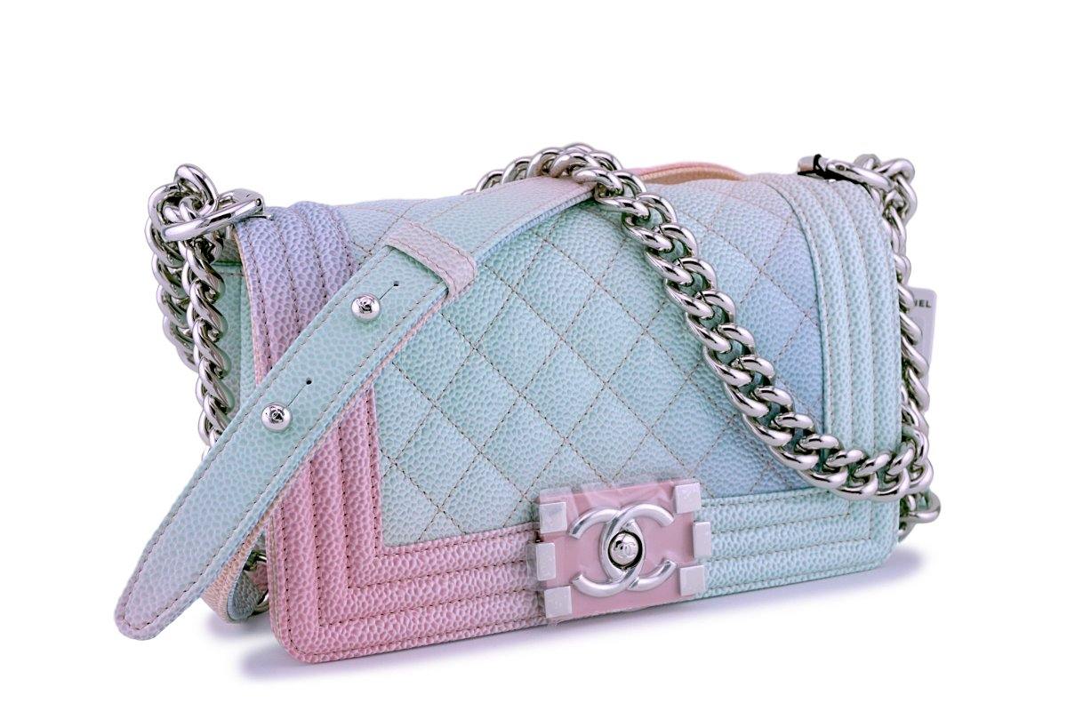 NWT 18P Chanel Multicolor Caviar Rainbow Classic Boy Flap Bag