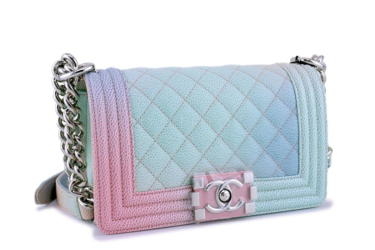 NWT 18P Chanel Multicolor Caviar Rainbow Classic Boy Flap Bag