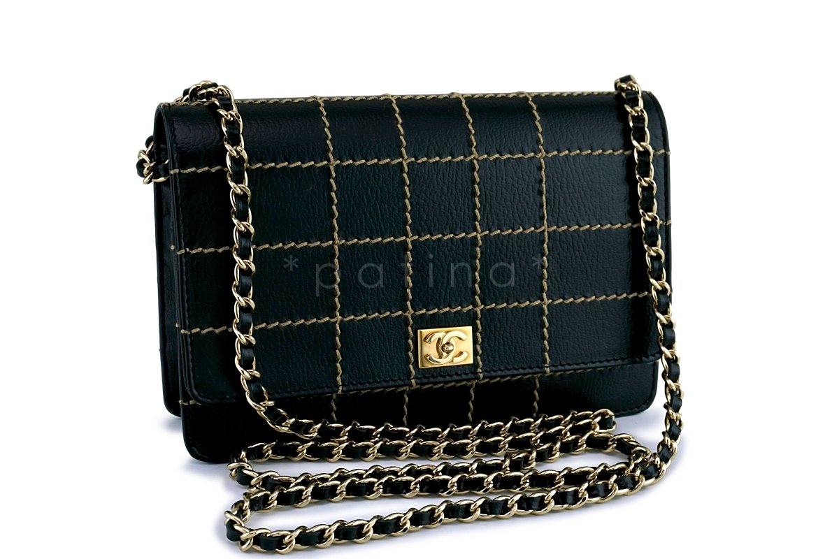 Chanel Black Contrast Stitch Classic WOC Wallet on Chain WOC Bag