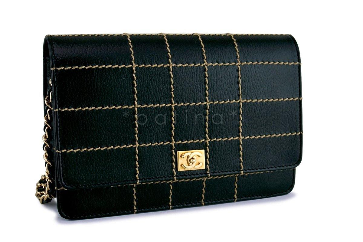 Chanel Black Contrast Stitch Classic WOC Wallet on Chain WOC Bag