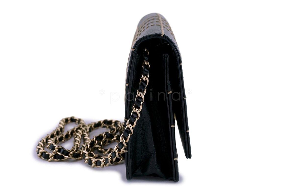 Chanel Black Contrast Stitch Classic WOC Wallet on Chain WOC Bag