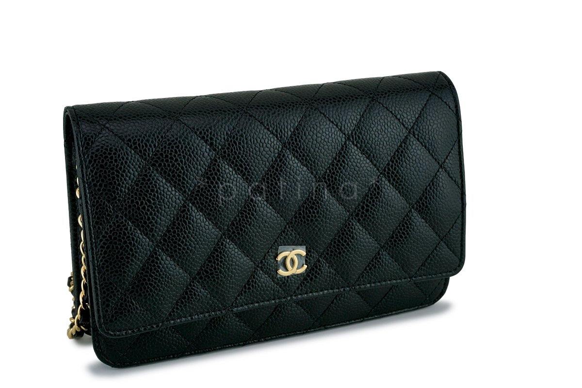 New Chanel Black Caviar Classic Wallet on Chain WOC Flap Bag GHW