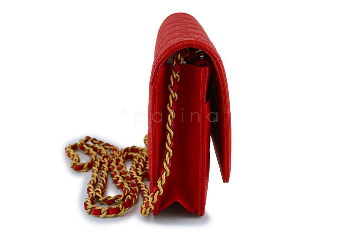 NIB 18P Chanel Red Caviar Filigree WOC Wallet on Chain Flap Bag