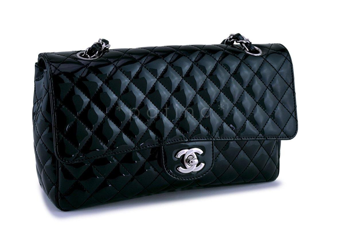 Chanel Black Patent Medium Classic 2.55 Flap Bag SHW