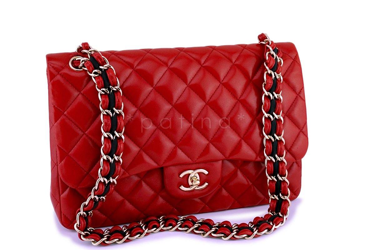 Chanel Red Jumbo Limited Joined Chain Classic Flap Bag GHW