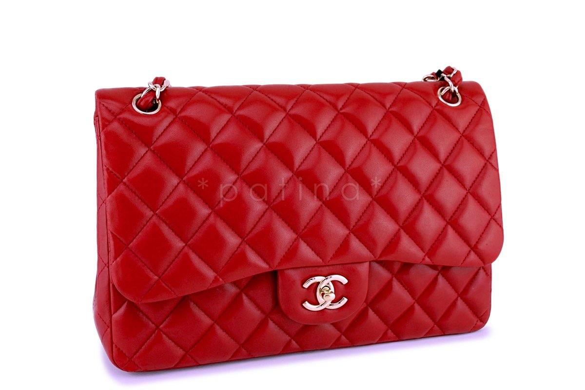 Chanel Red Jumbo Limited Joined Chain Classic Flap Bag GHW