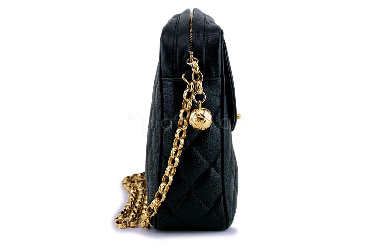 Chanel Vintage Black Caviar Classic "Flap" Camera Case Bag 24k GHW