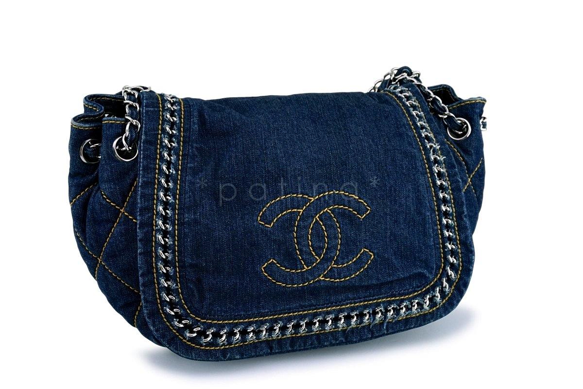 Chanel Denim Blue Luxury Ligne Flap Bag SHW RNJ