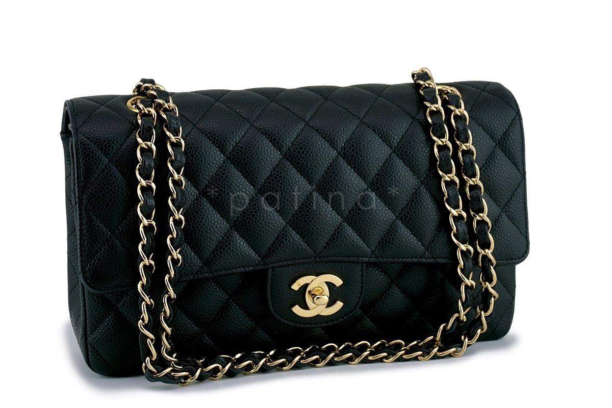 Chanel Black Caviar Medium Classic Double Flap Bag 24k GHW
