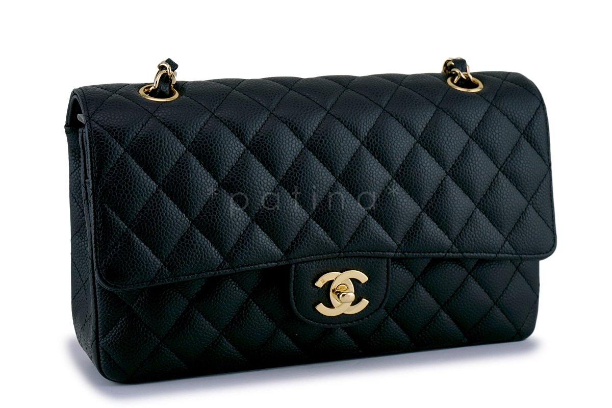 Chanel Black Caviar Medium Classic Double Flap Bag 24k GHW