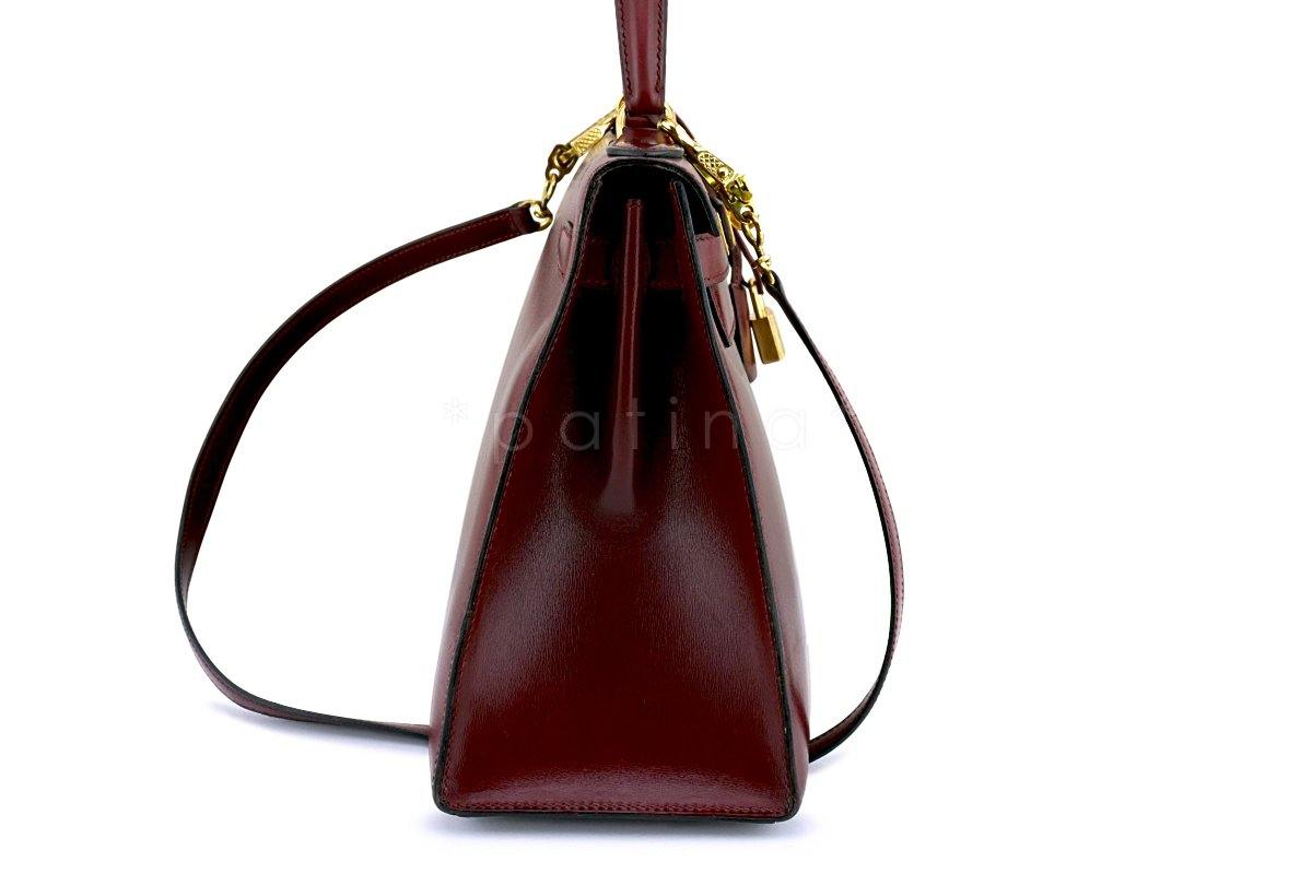 Hermes Vintage Rouge H 28cm Box calf Red Kelly Sellier Bag GHW 12Y