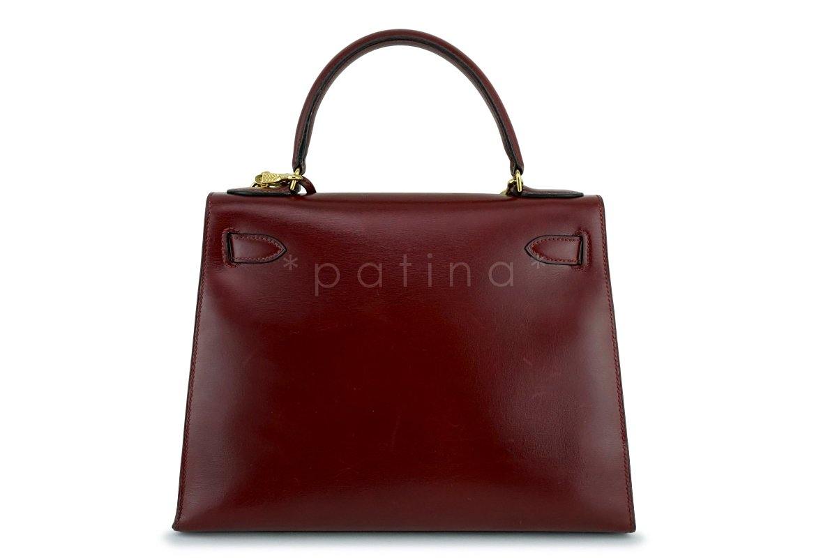 Hermes Vintage Rouge H 28cm Box calf Red Kelly Sellier Bag GHW 12Y