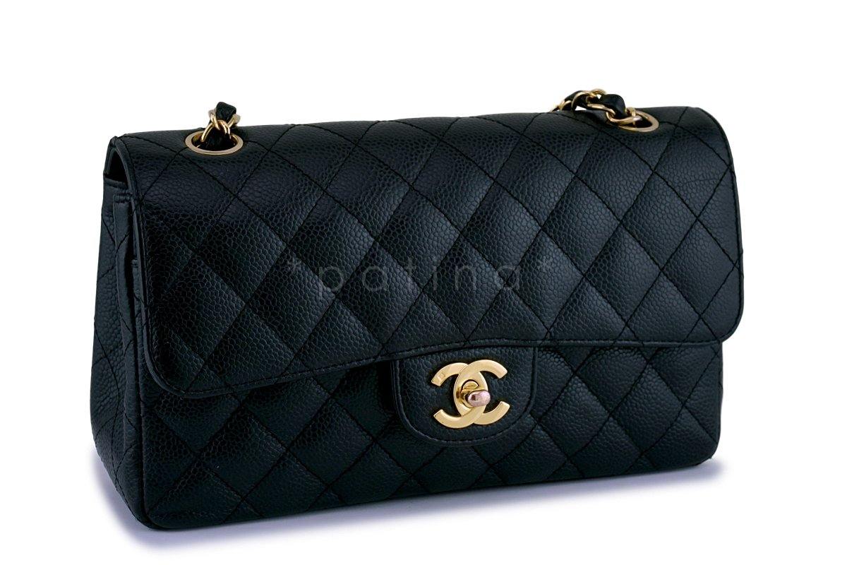 Chanel Black Caviar Small Classic Double Flap Bag 24k GHW