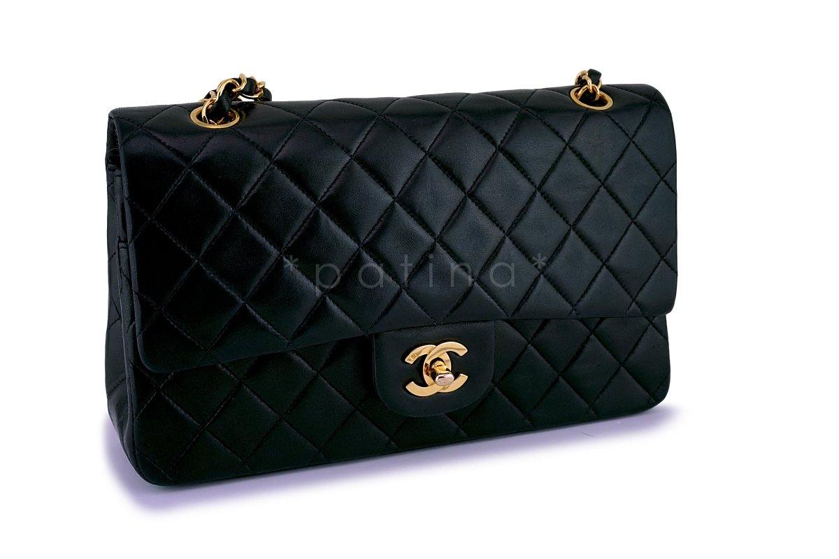 Chanel Black Lambskin Medium Classic Double Flap Bag 24k GHW