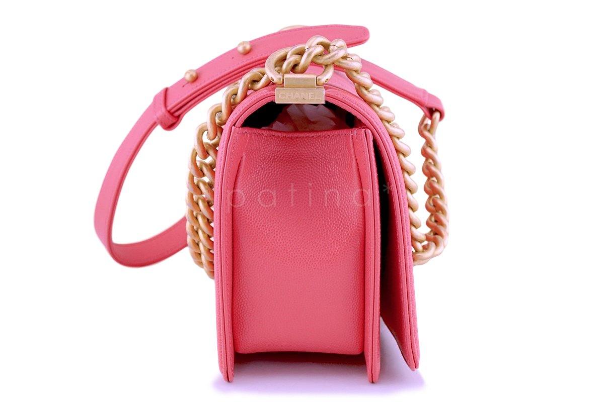 New 18S Chanel Pink Caviar Medium Classic Boy Flap Bag GHW