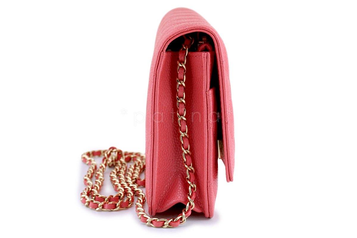New 18S Chanel Pink Caviar Golden Class Wallet on Chain WOC Flap Bag