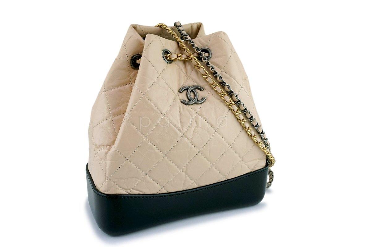 Chanel Beige Clair/Black Small Gabrielle Backpack Bag