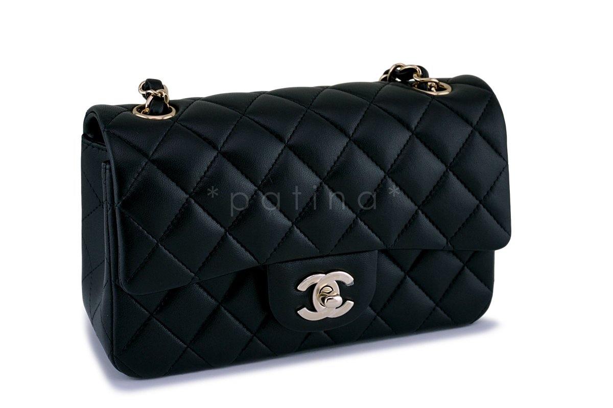 New Chanel 18B Black Lambskin Rectangular Mini Flap Bag GHW