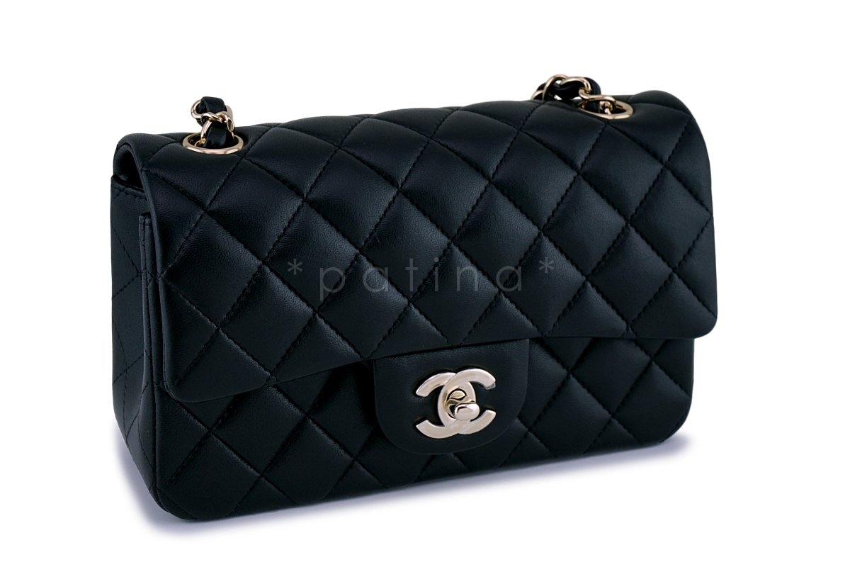 New Chanel 18B Black Lambskin Rectangular Mini Flap Bag GHW