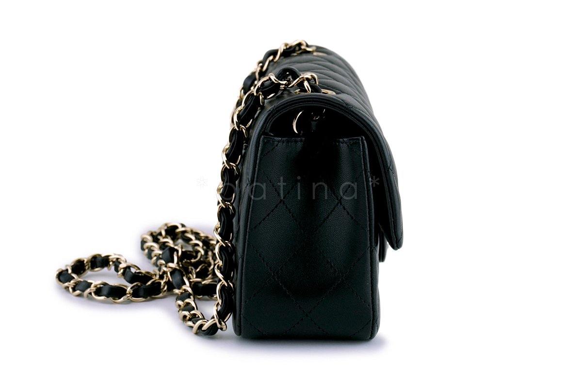 New Chanel 18B Black Lambskin Rectangular Mini Flap Bag GHW